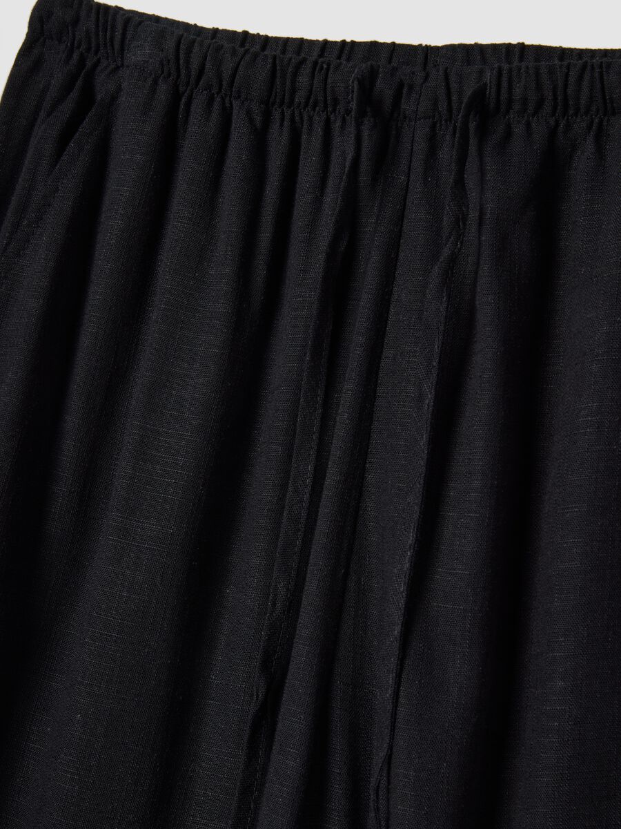 Black viscose and linen blend joggers &ndash; relaxed fit_5