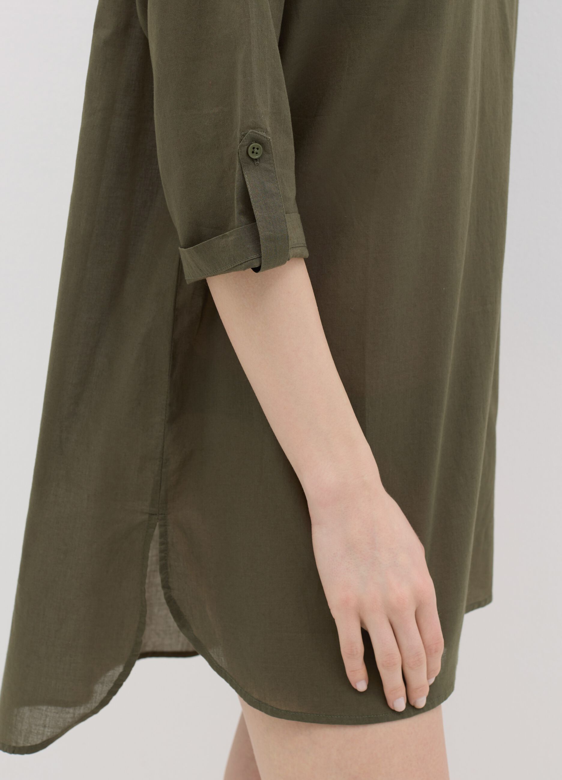 Green beach cover-up shirt dress in cotton