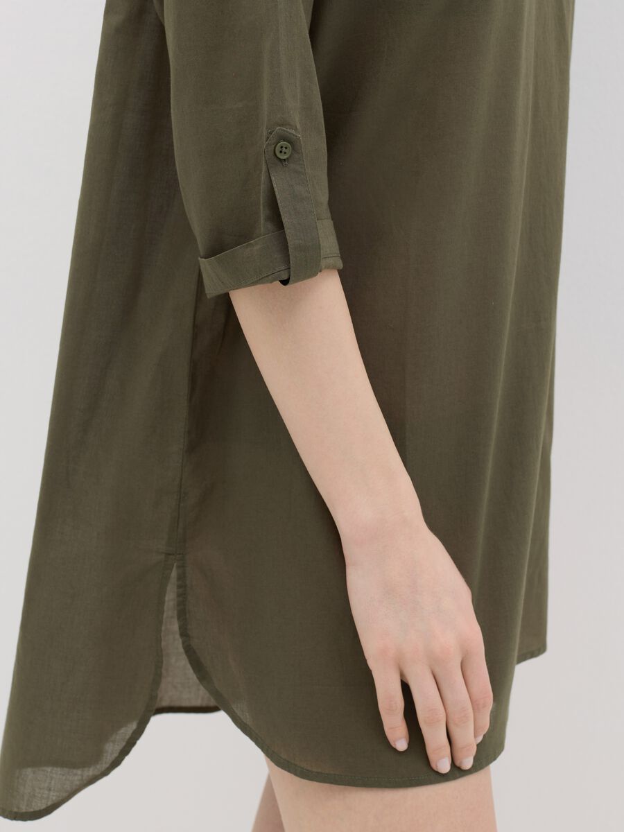 Green beach cover-up shirt dress in cotton_2