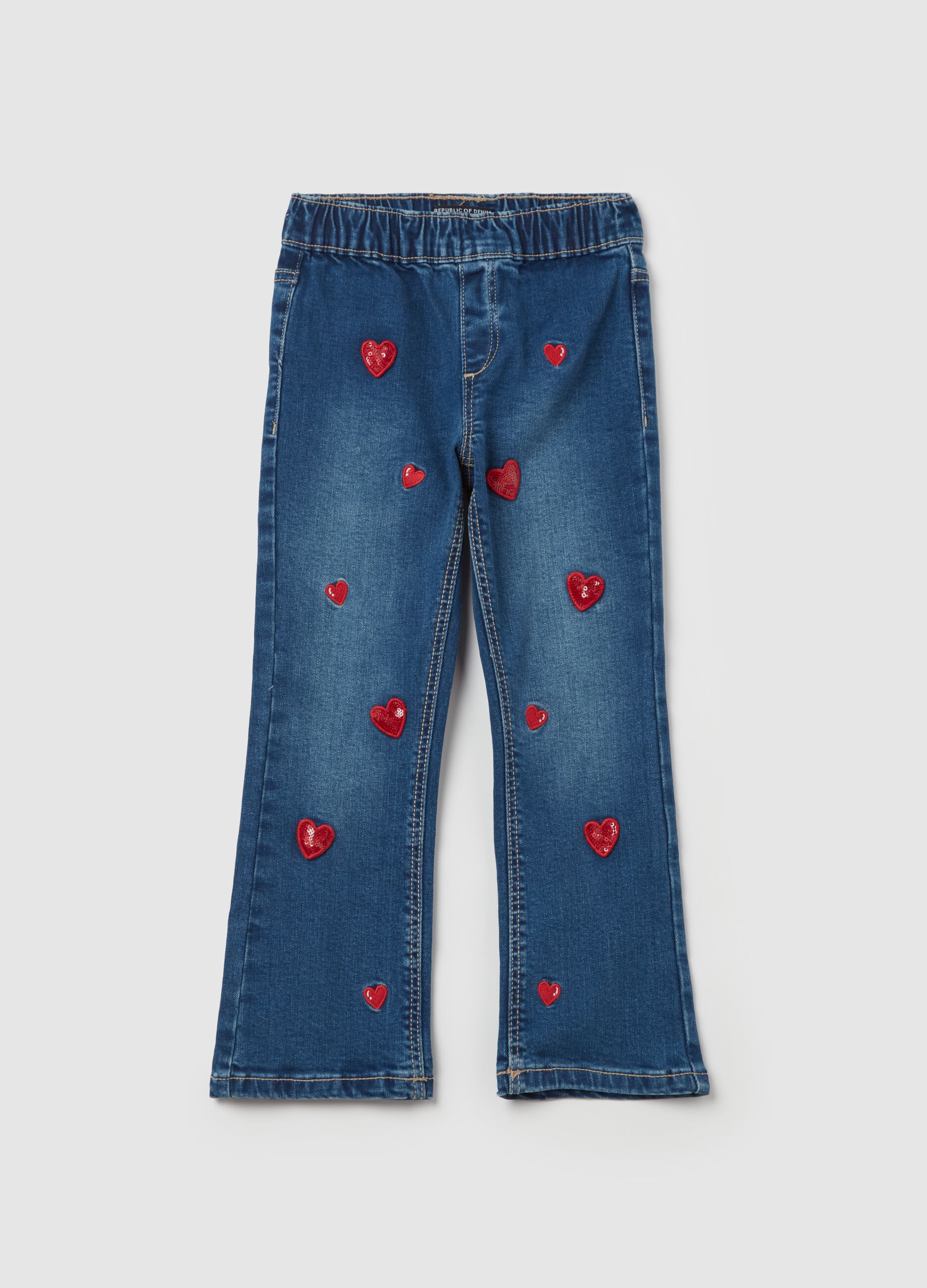 Jeans Bambina A Zampa Strappati Corti Larghi OVS