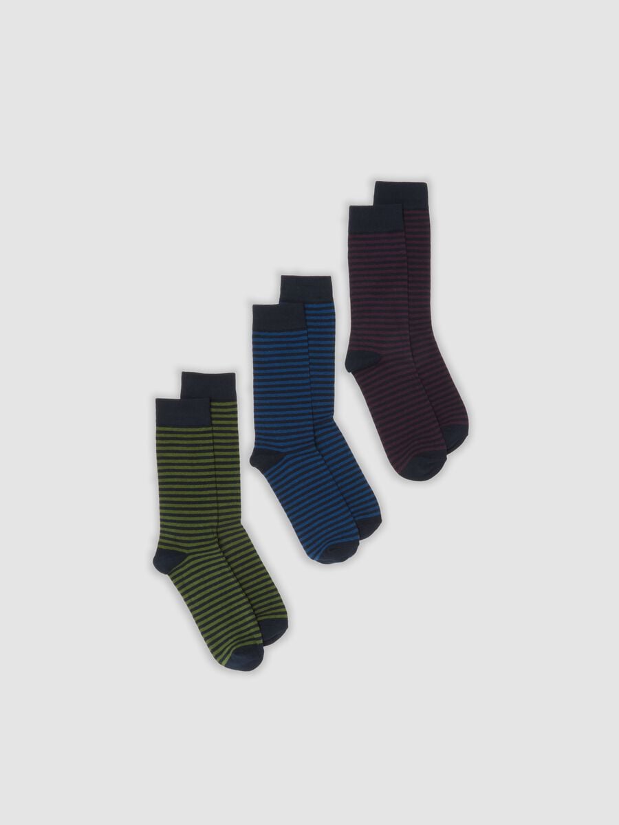 Three-pack of multicolour mid-calf socks in stretch organic cotton_0