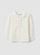 White organic stretch cotton polo shirt with collar for baby girl_0