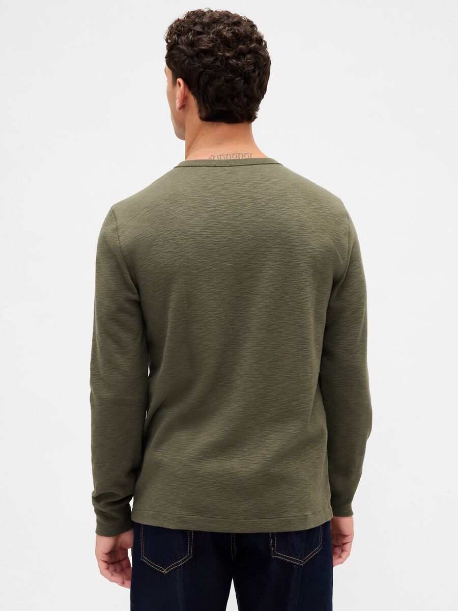 Long Sleeve T-shirt verde in cotone_1
