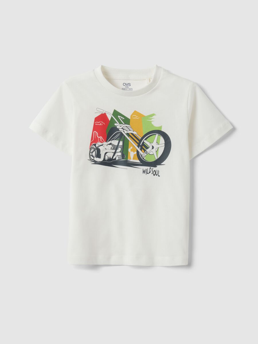 White pure cotton regular fit t-shirt for boys with print_0