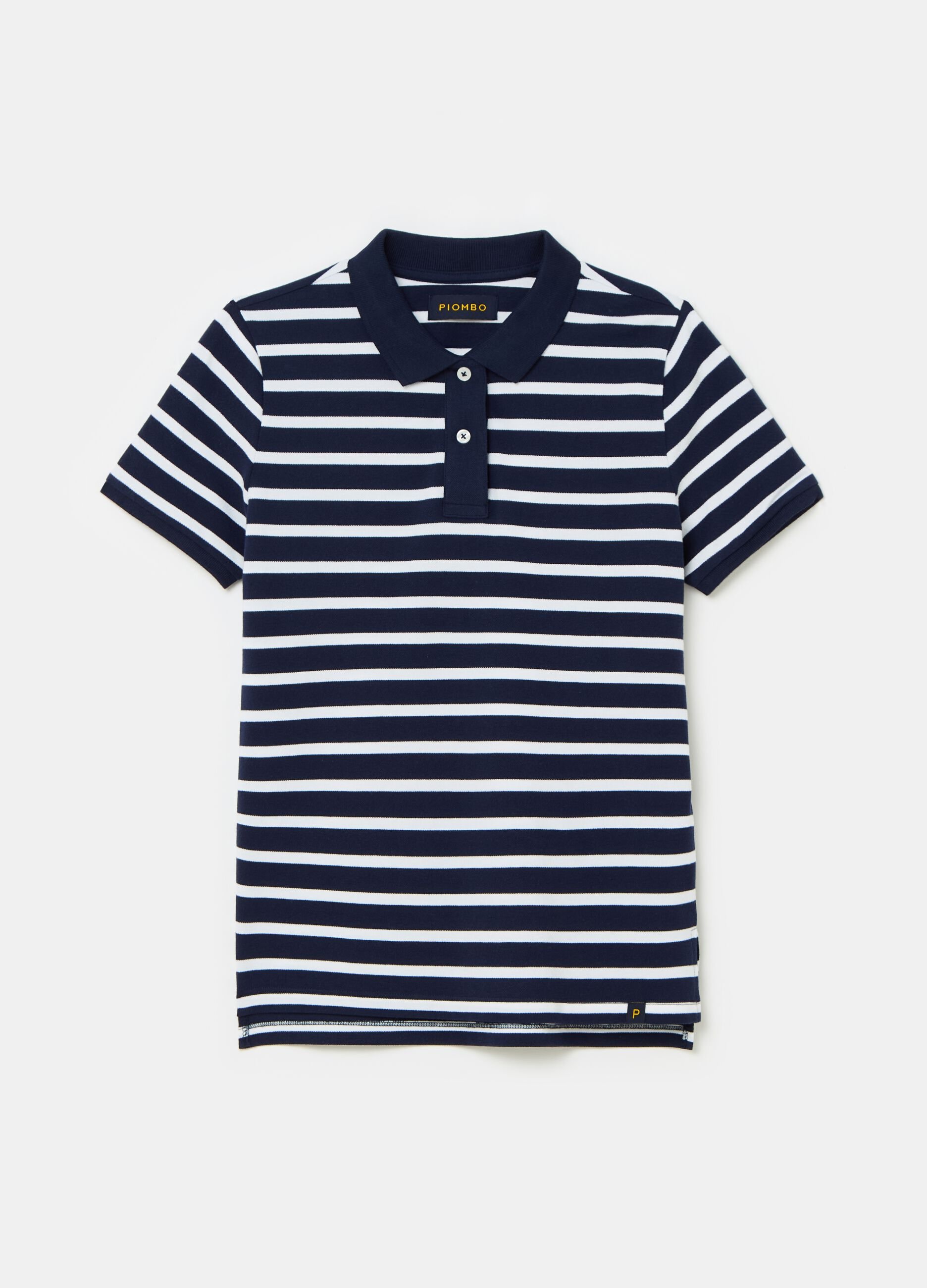 Polo in piquet di cotone bio a righe