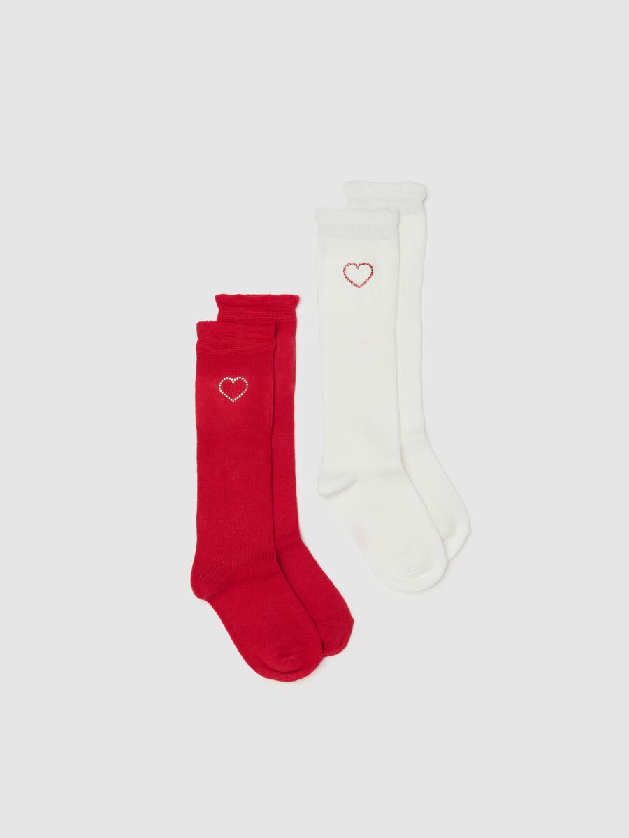 Girls' multicoloured stretchy long socks twin pack_0