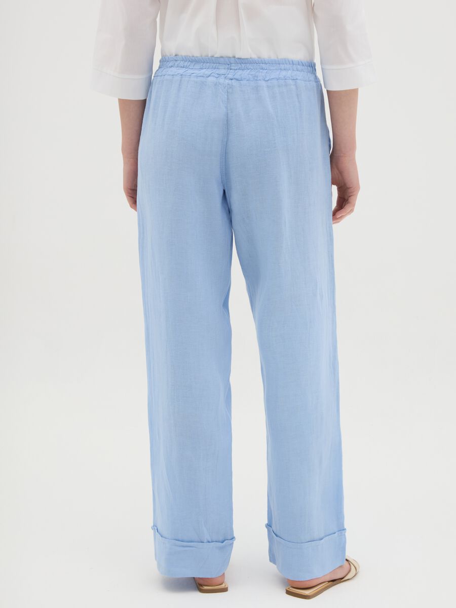 Women's pure linen azure trousers regular fit_3