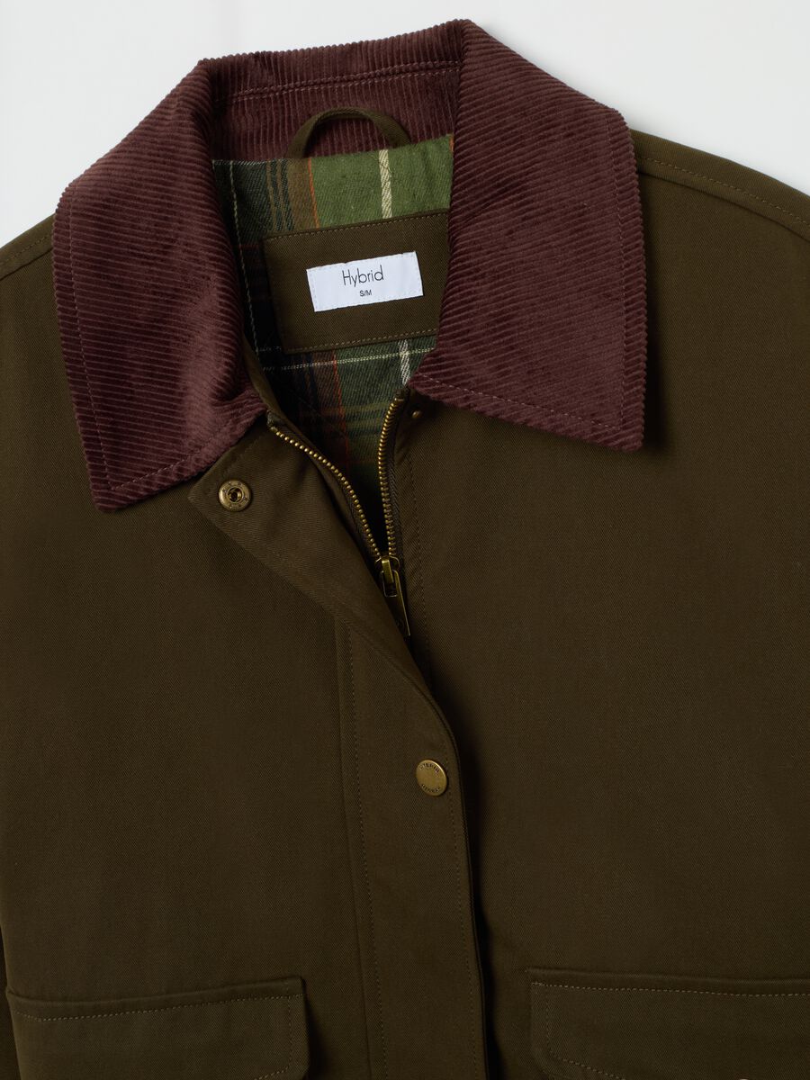 Giacca verde in puro cotone e velluto regular fit_5