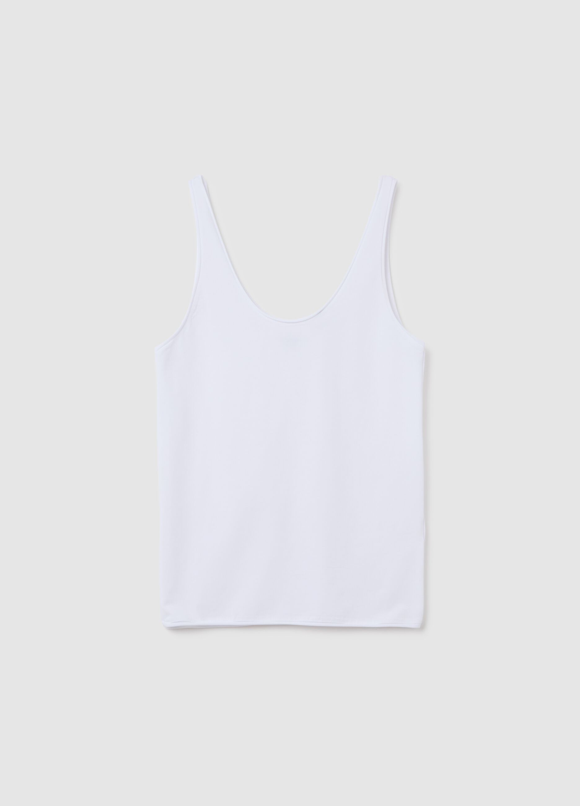 Women's white stretch cotton vest top regular fit
