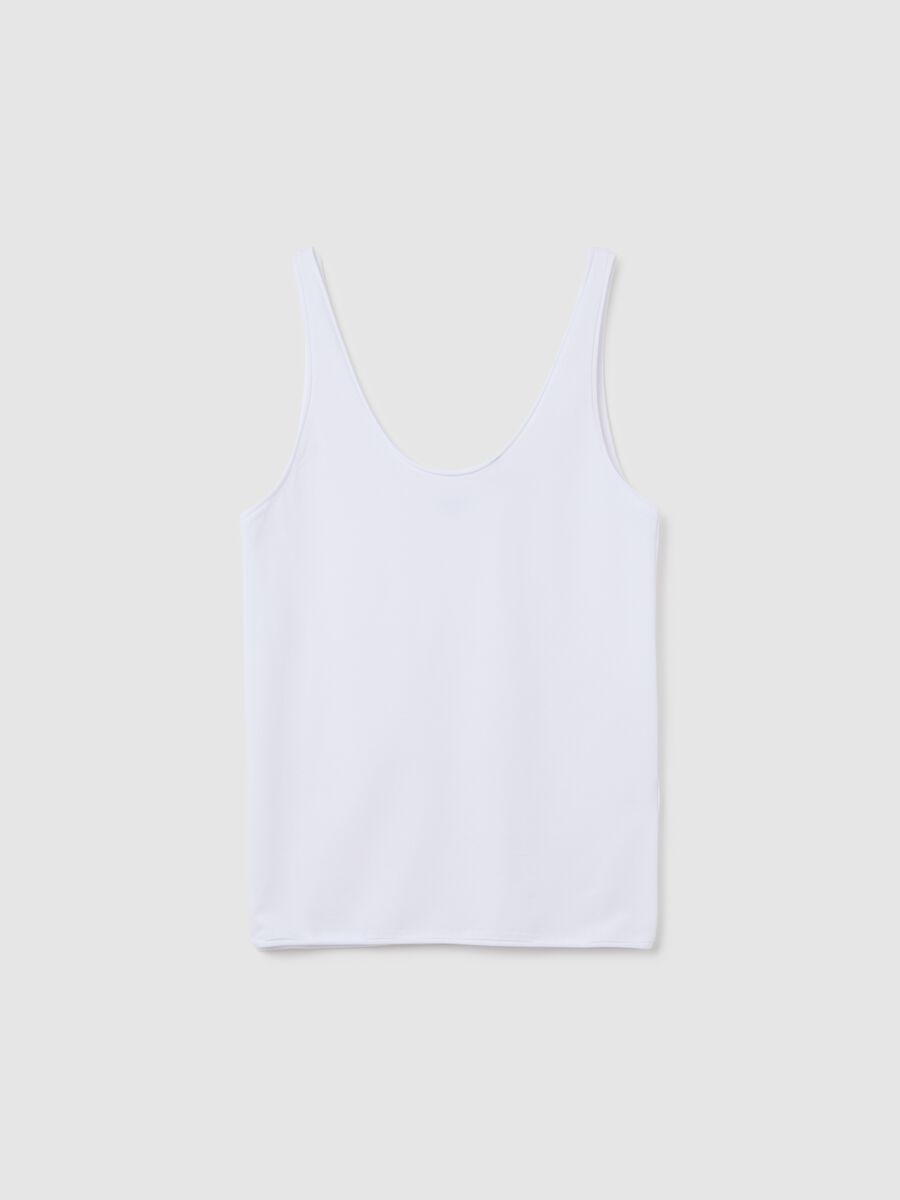 Women's white stretch cotton vest top regular fit_0