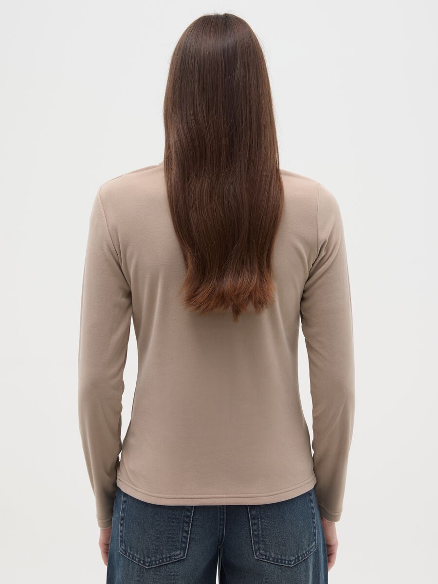 Pile a collo alto beige con mezza zip regular fit_2