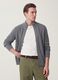 Cardigan grigio in maglia a coste con colletto e zip regular fit_0