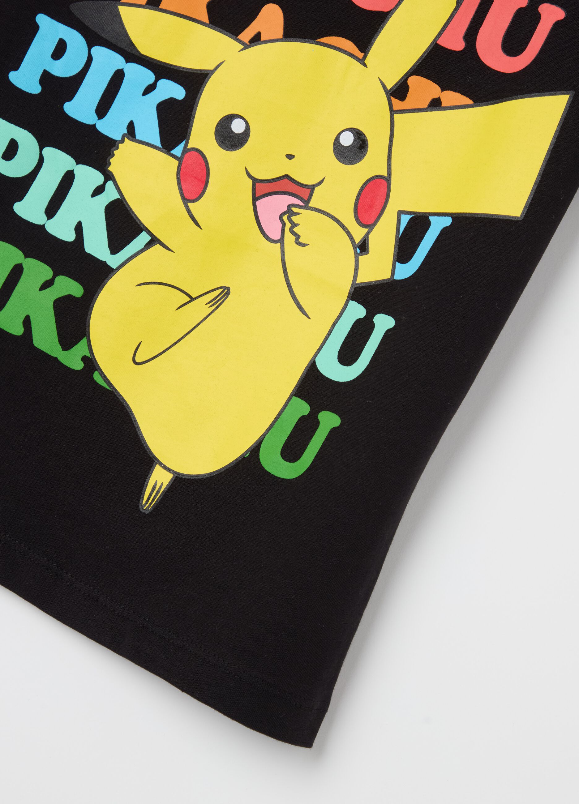 Cotton T-shirt with Pikachu print
