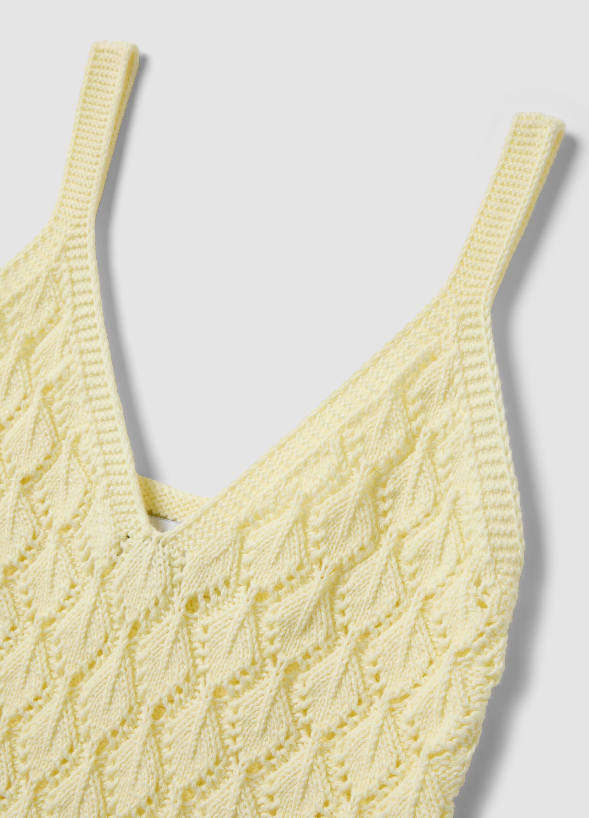 Yellow crochet waistcoat in pure cotton, regular fit
