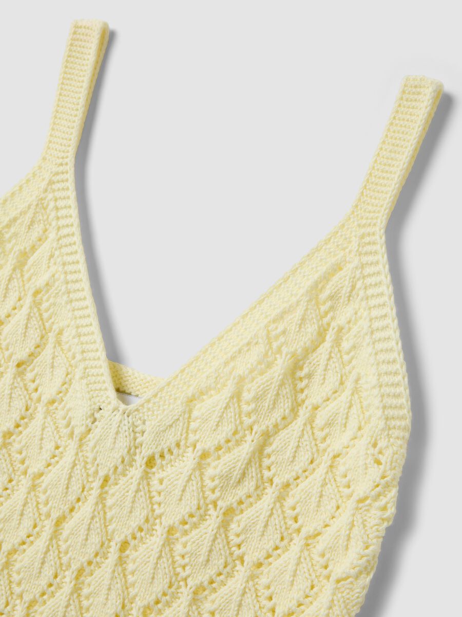 Yellow crochet waistcoat in pure cotton, regular fit_5