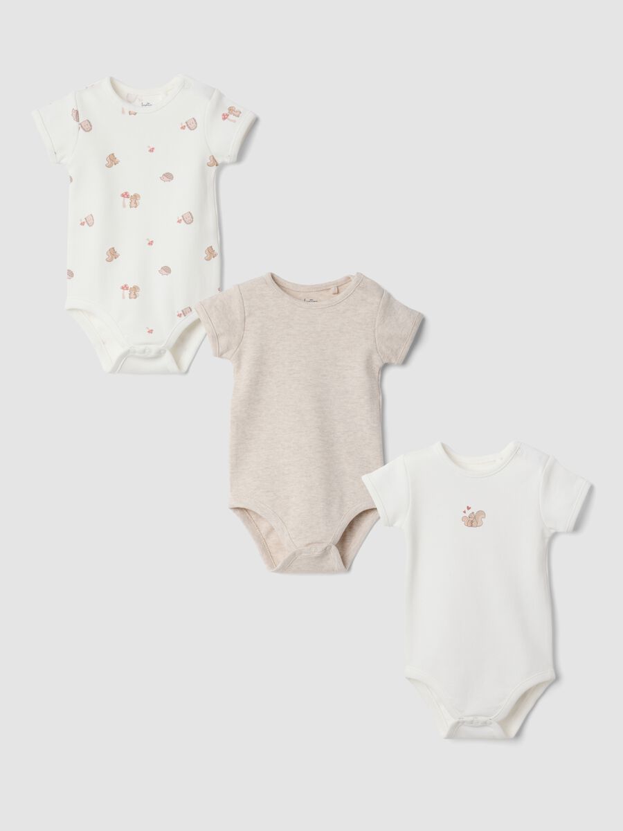 Tripack di body in puro cotone organico girocollo per neonata_0