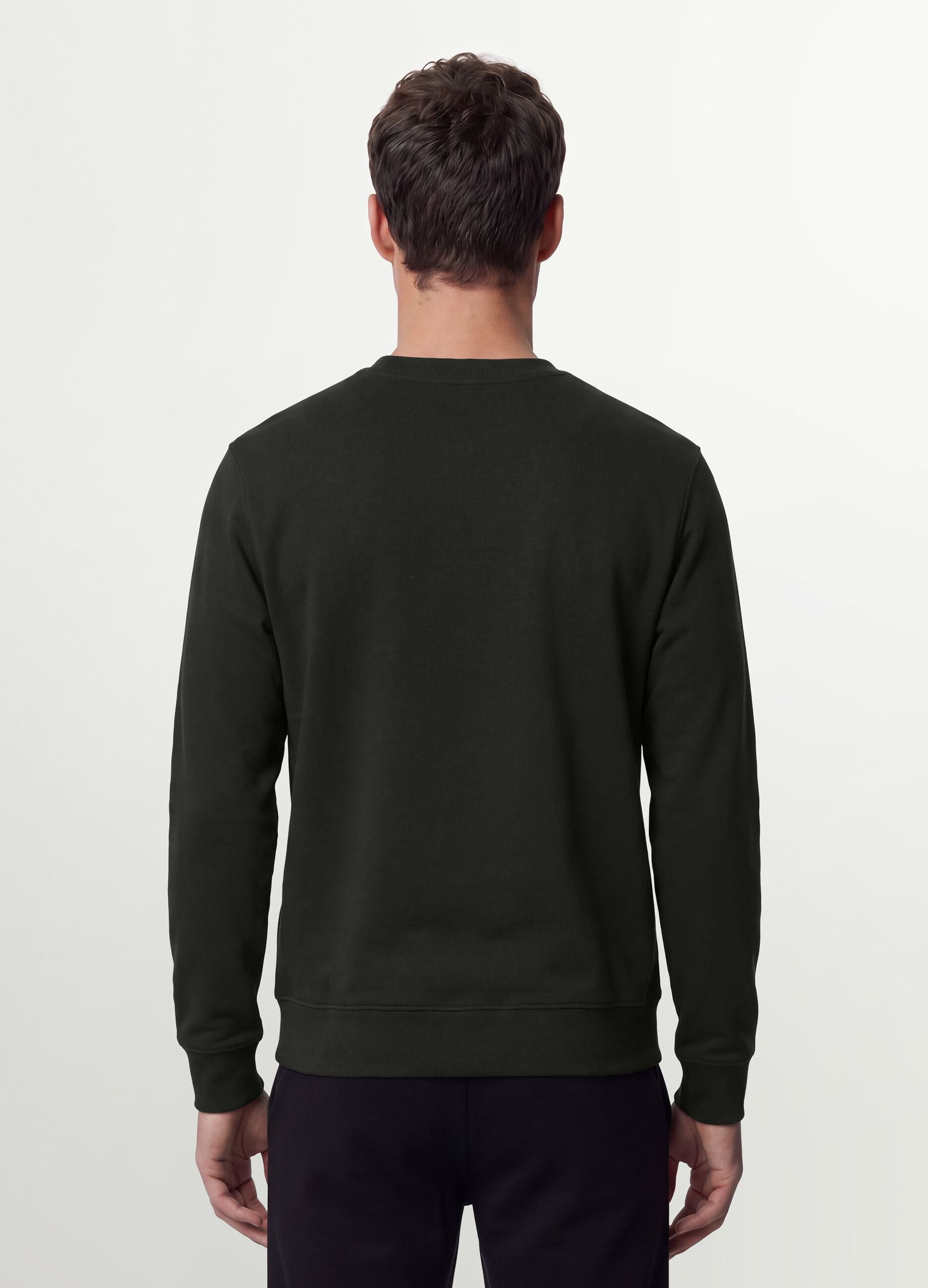 Black crew-neck sweatshirt in cotton blend, regular fit