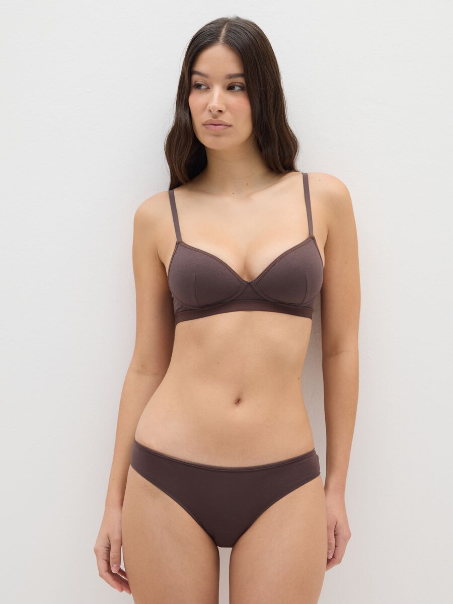 Brown Stretch Cotton Bra_1