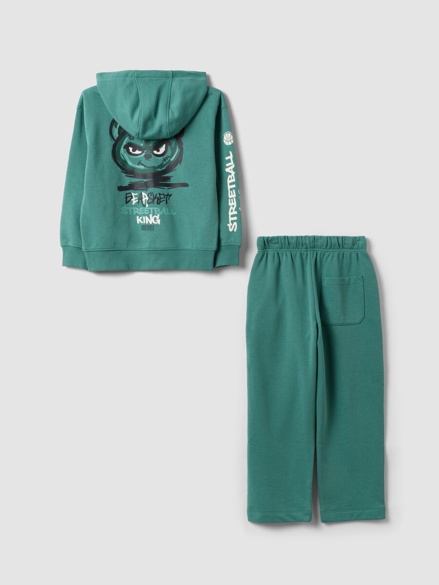 Tuta jogging verde in misto cotone con felpa con cappuccio per bambino_1