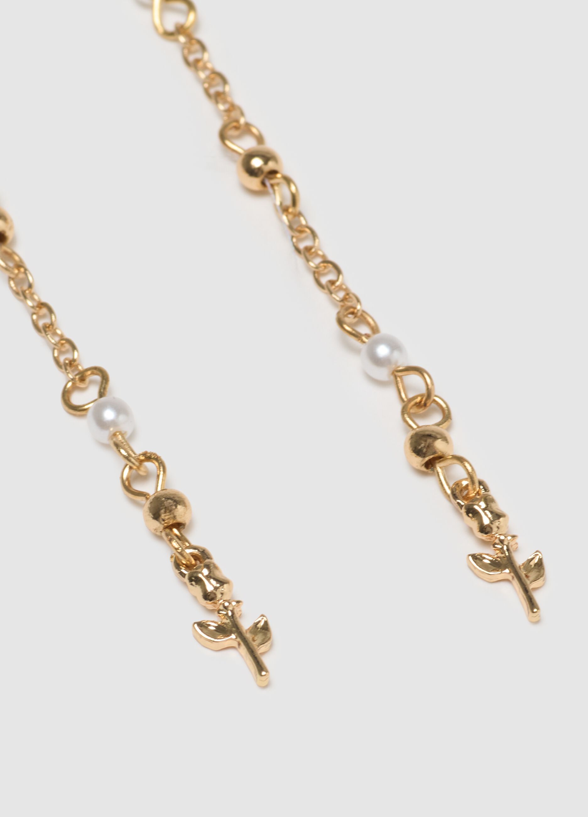Gold Steel Earrings with Pearls