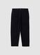Black straight-leg stretch cotton twill trousers_0