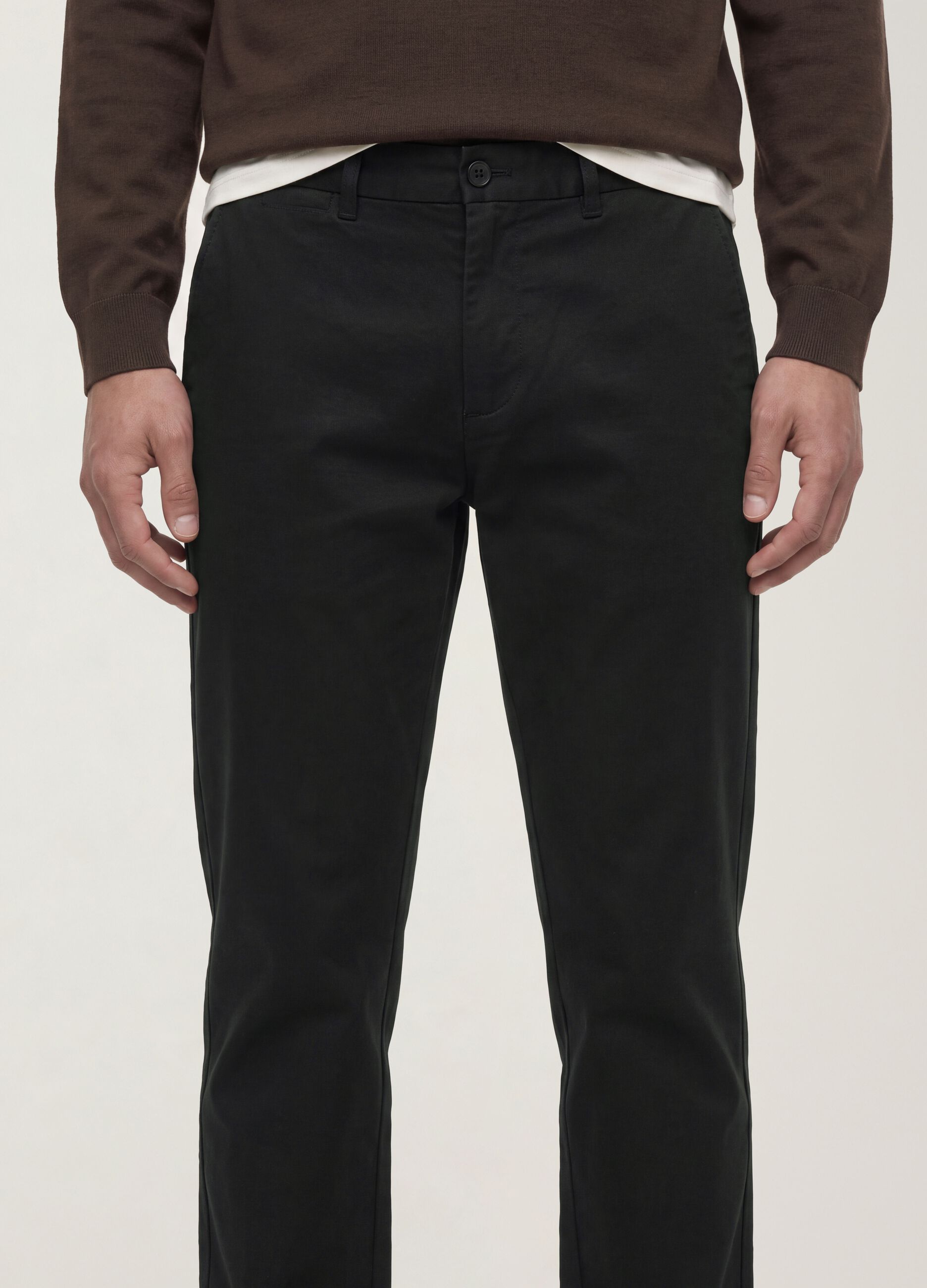 Black slim-fit stretch cotton and lyocell chino trousers