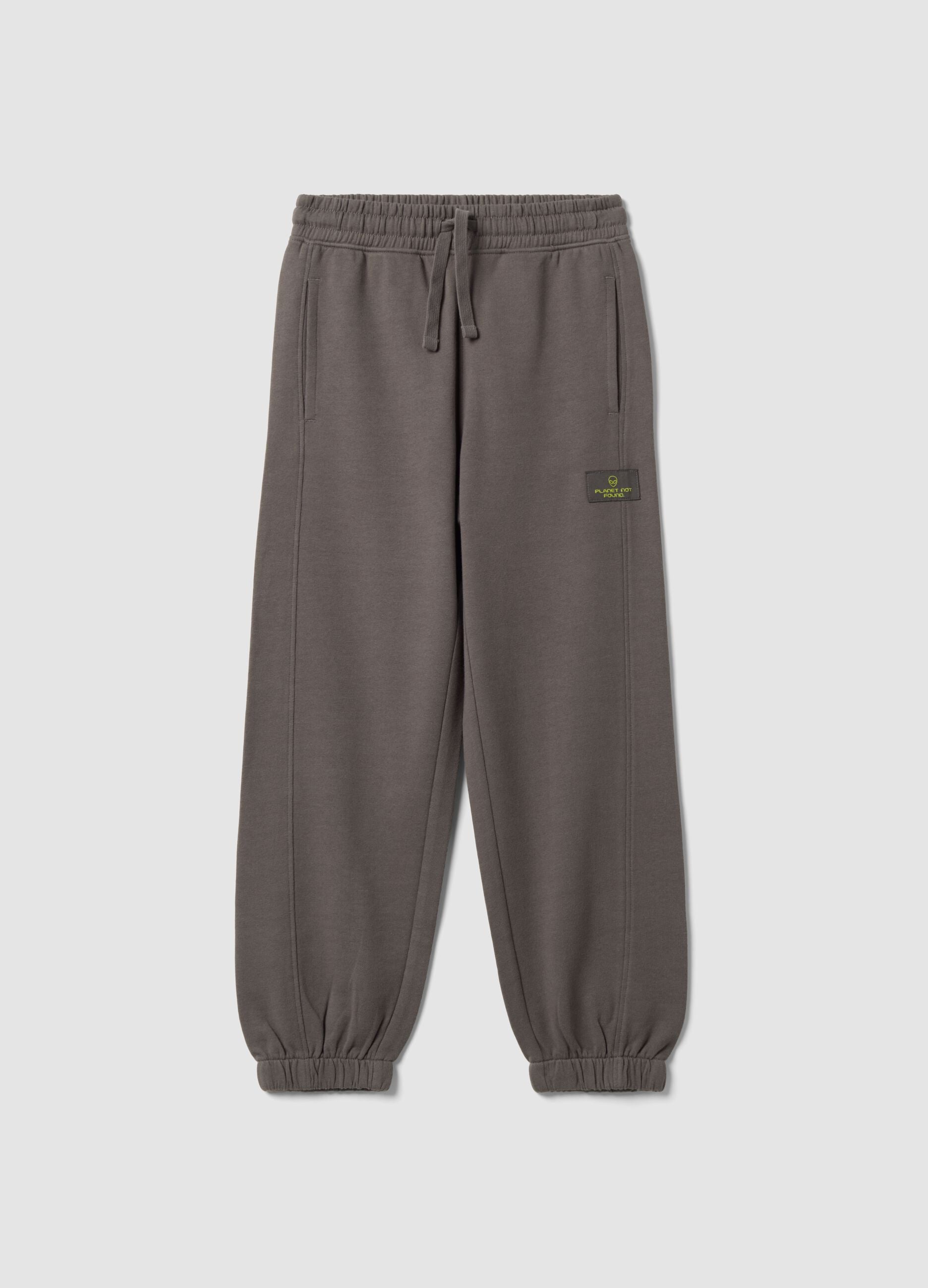 Pantaloni jogger grigi in puro cotone over fit per ragazzo