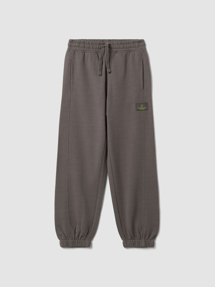 Pantaloni jogger grigi in puro cotone over fit per ragazzo_0
