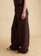 Brown linen-viscose blend wide-leg trousers with side zip fastening_3