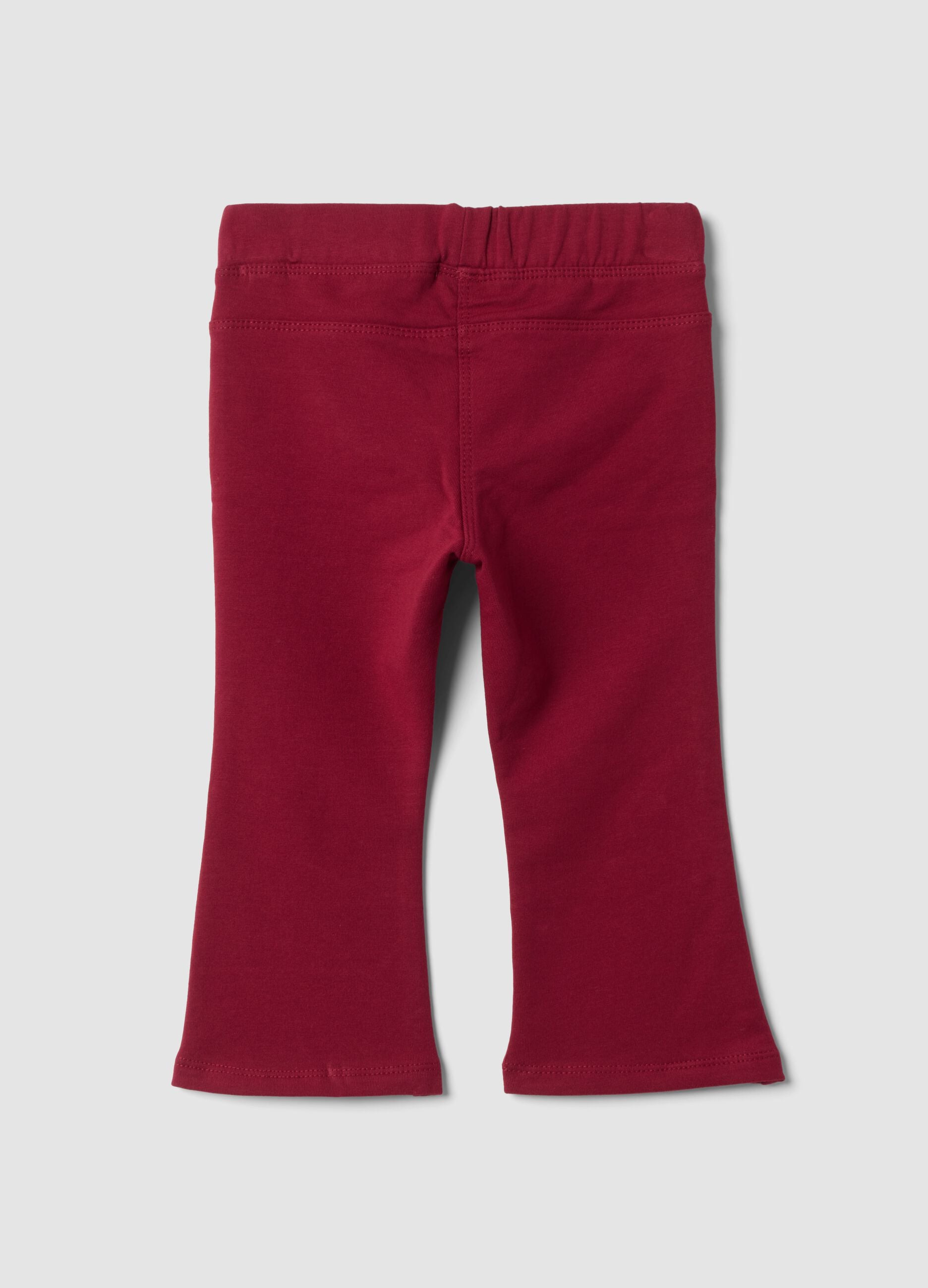 Red organic stretch cotton treggings