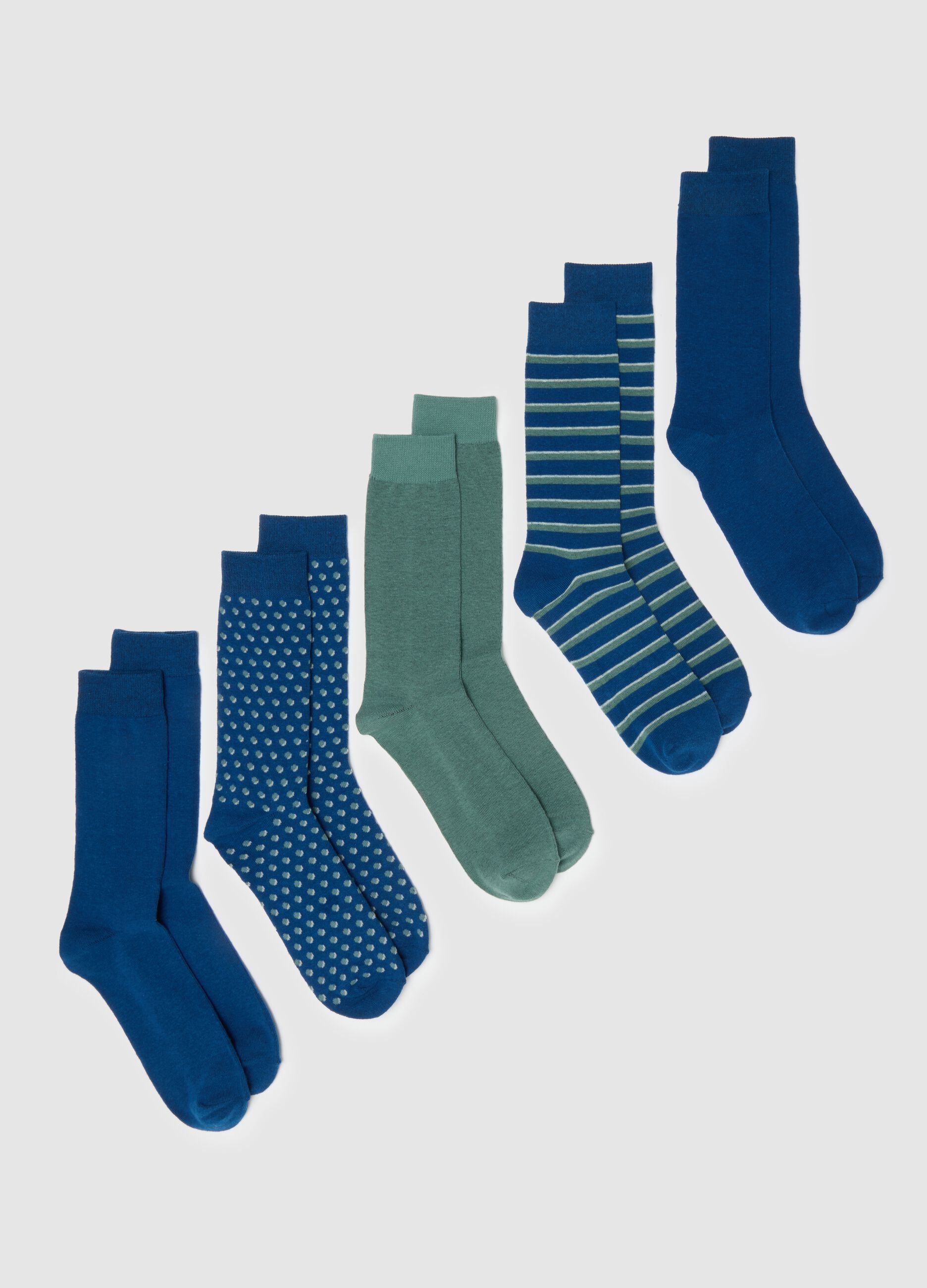 Multipack of short cotton socks in multicolour with stripes and polka dots
