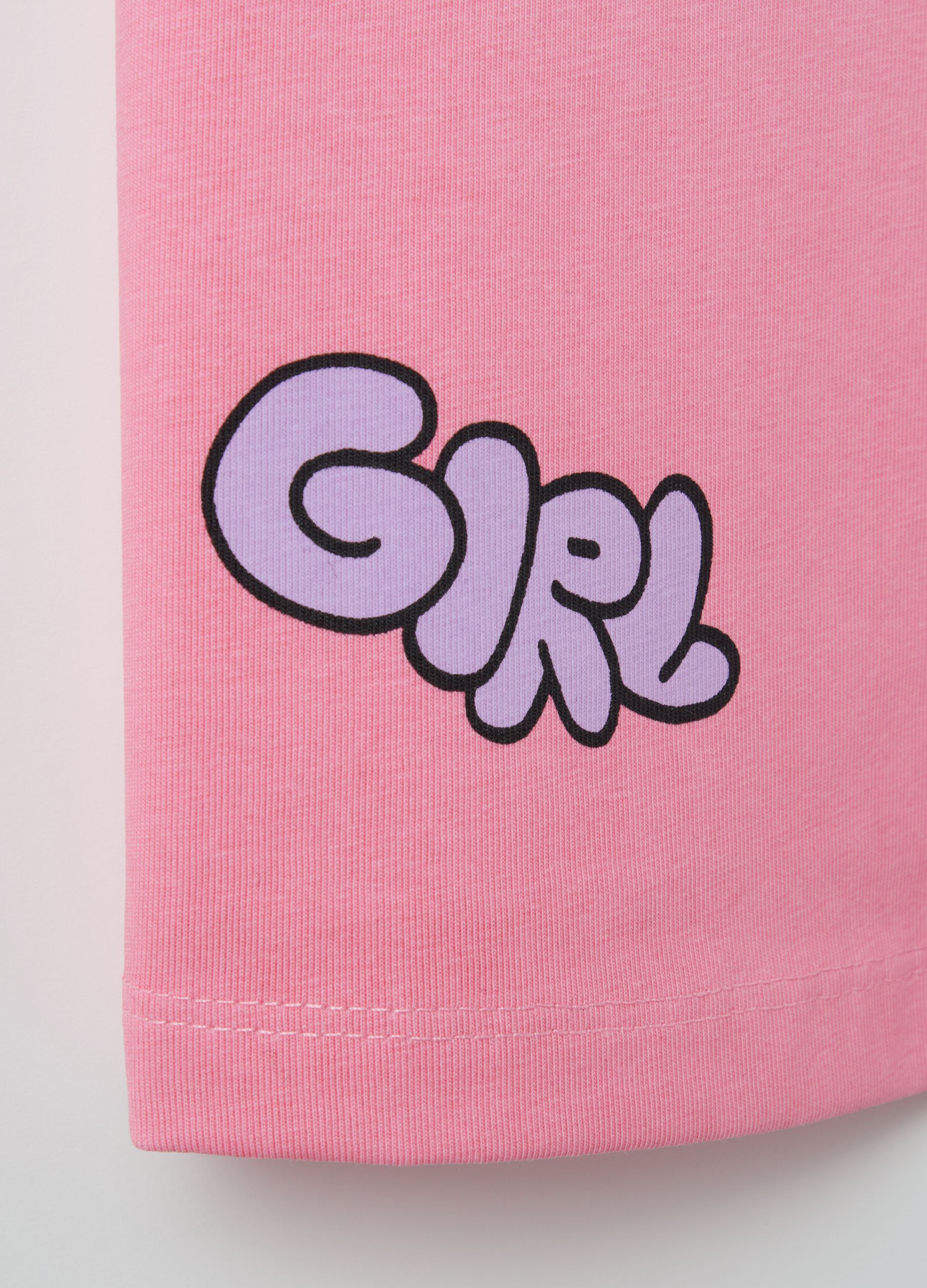 T-shirt degradé con stampa fiori e ricamo cuori