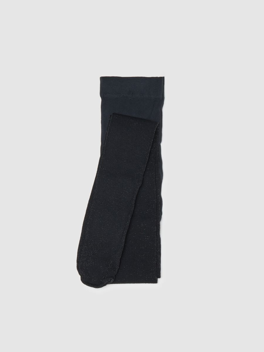 Collant da bambine in tessuto elasticizzato nero_0