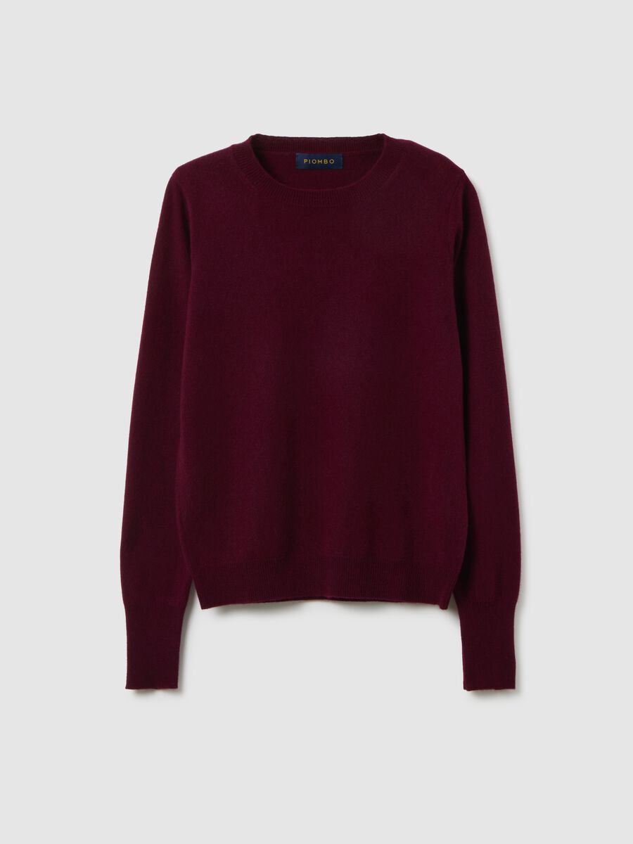 Red crew neck sweater in pure cashmere regular fit_4