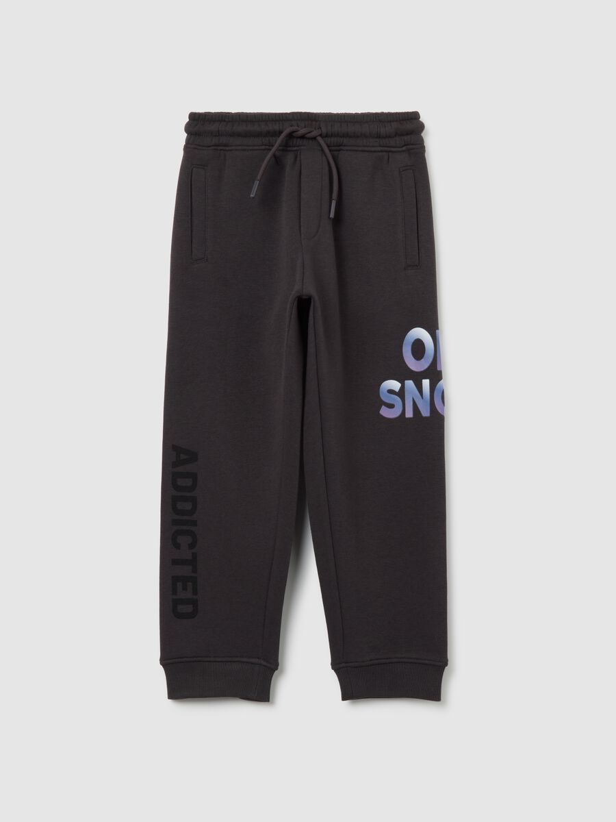 Children's black cotton blend regular fit trousers_0