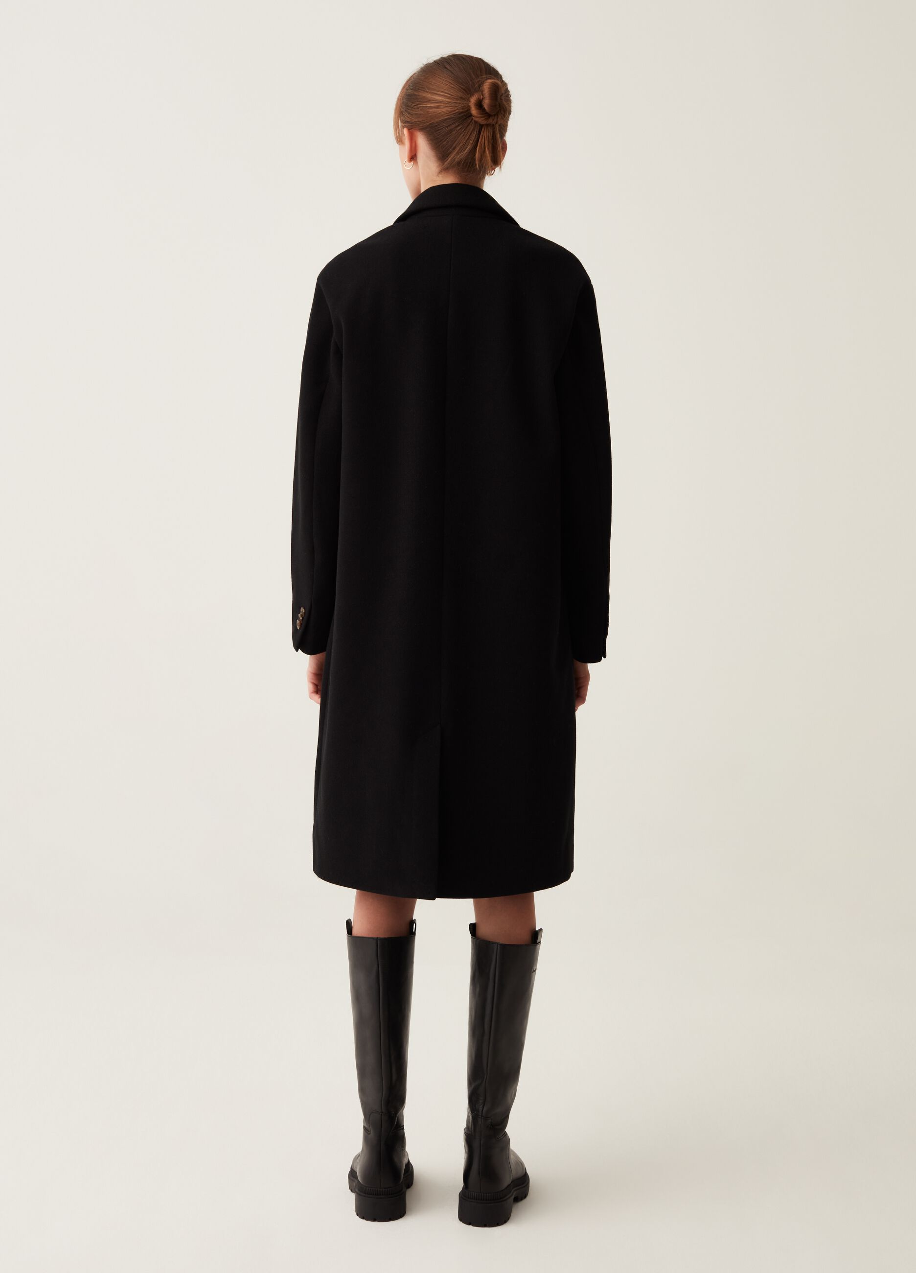 Cappotto lungo monopetto in panno_2