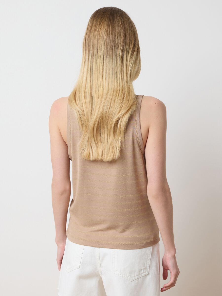 Women's beige viscose blend tank top, regular fit_3
