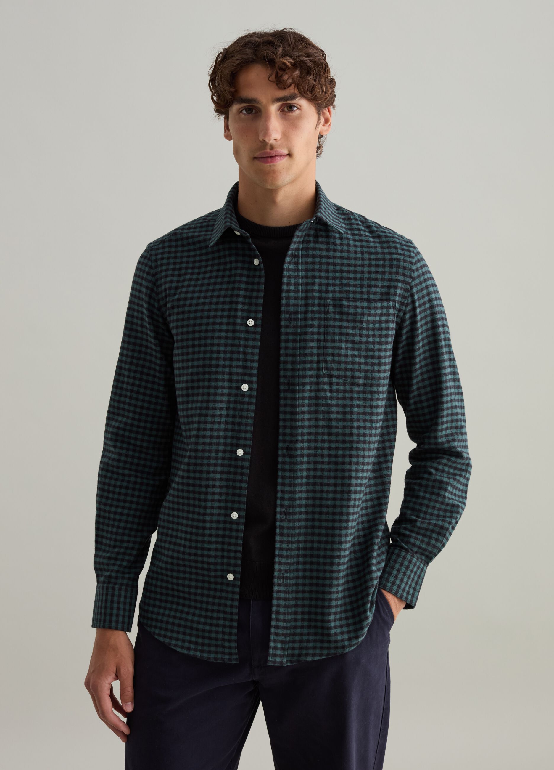 Camicie Uomo in Jeans Slim in Lino a Quadri e altro OVS