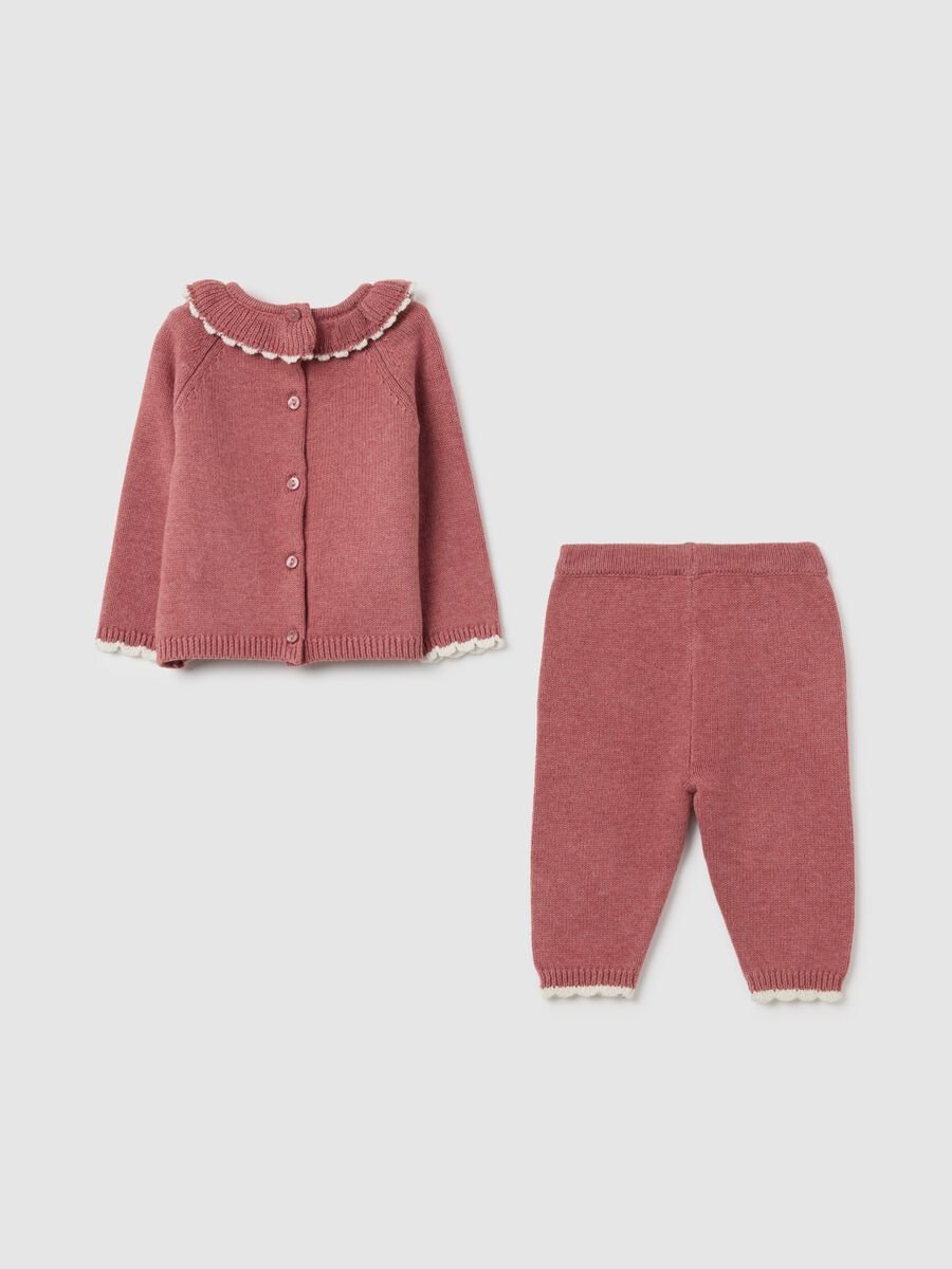 Baby Girl's Pink Cotton Sweater and Trousers Set_1