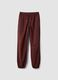 Red stretch cotton joggers with elasticated cuffs, comfort fit_0