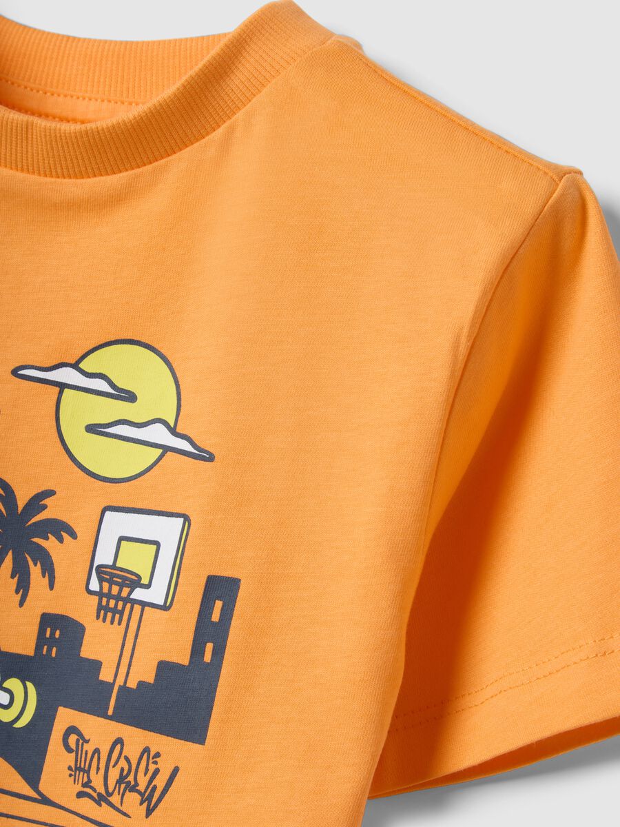 Kids' oversized orange pure cotton T-shirt with print_2