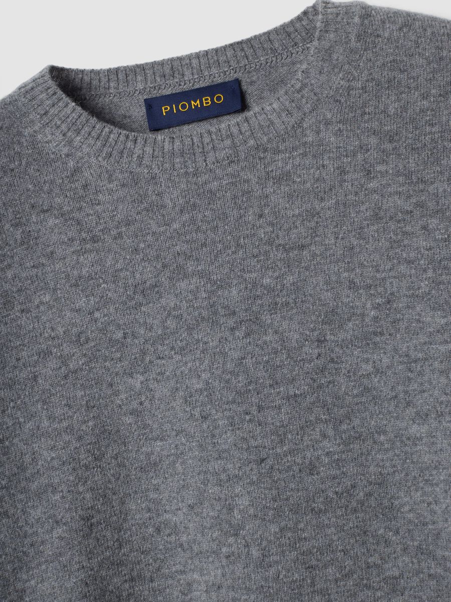 Pullover grigio in pura lana a girocollo regular fit_1