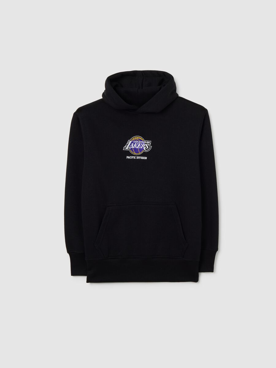 Children's black cotton blend sweatshirt regular fit with Lakers logo_0