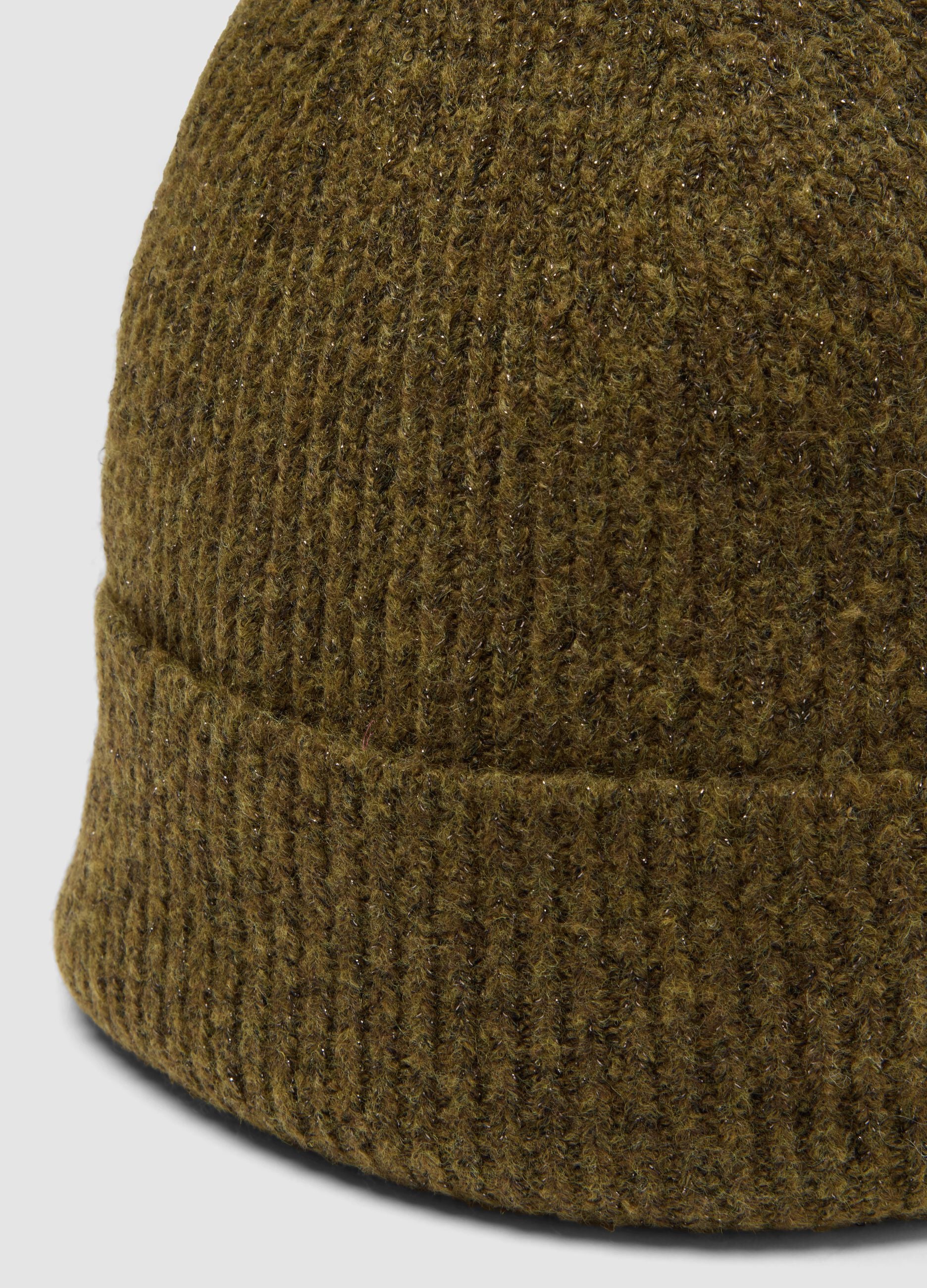 Camel ribbed stretch-wool beanie