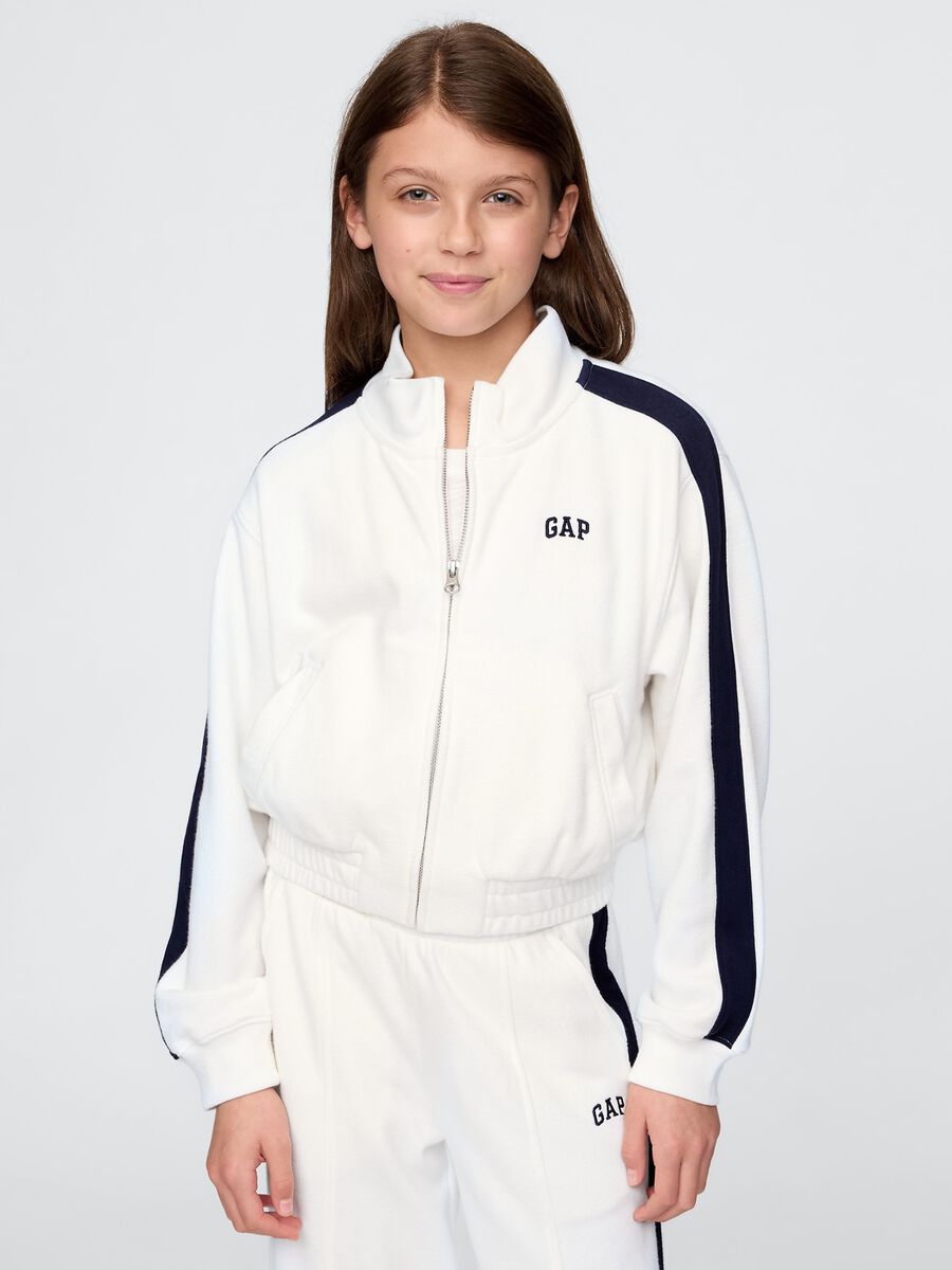 White sweatshirt with zip and blue details GAP Kids_0