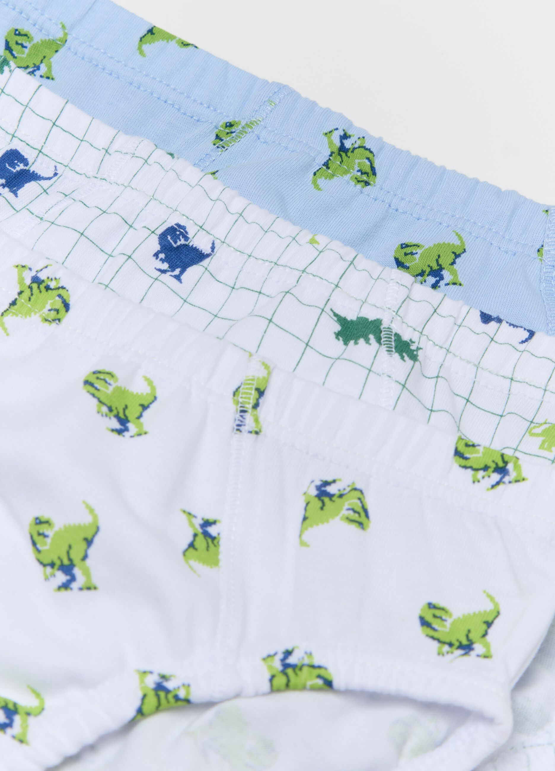 Set cinque slip in cotone con stampa dinosauri 