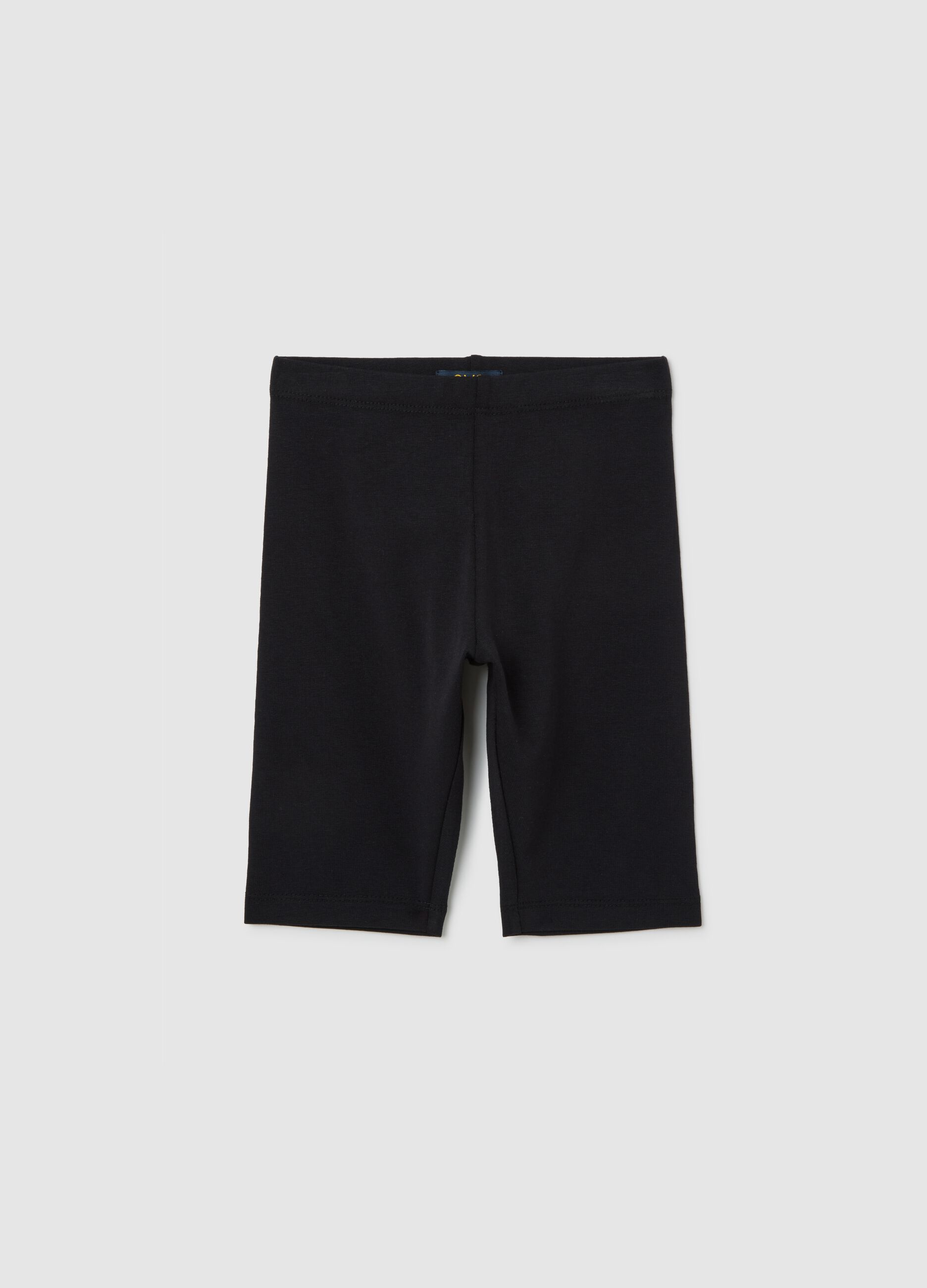 Pantaloncini da bambina in misto cotone nero skinny fit
