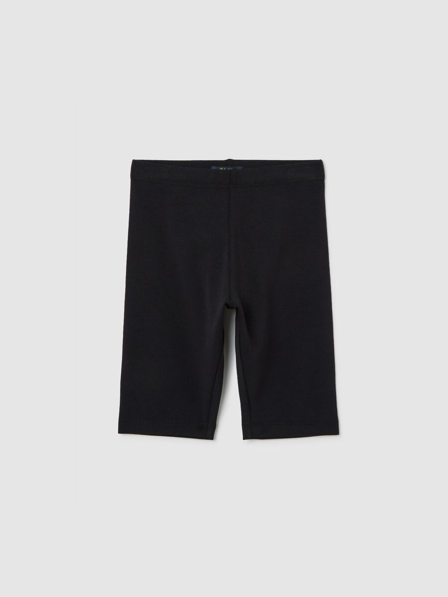 Girls' Black Skinny Fit Cotton Blend Shorts_0