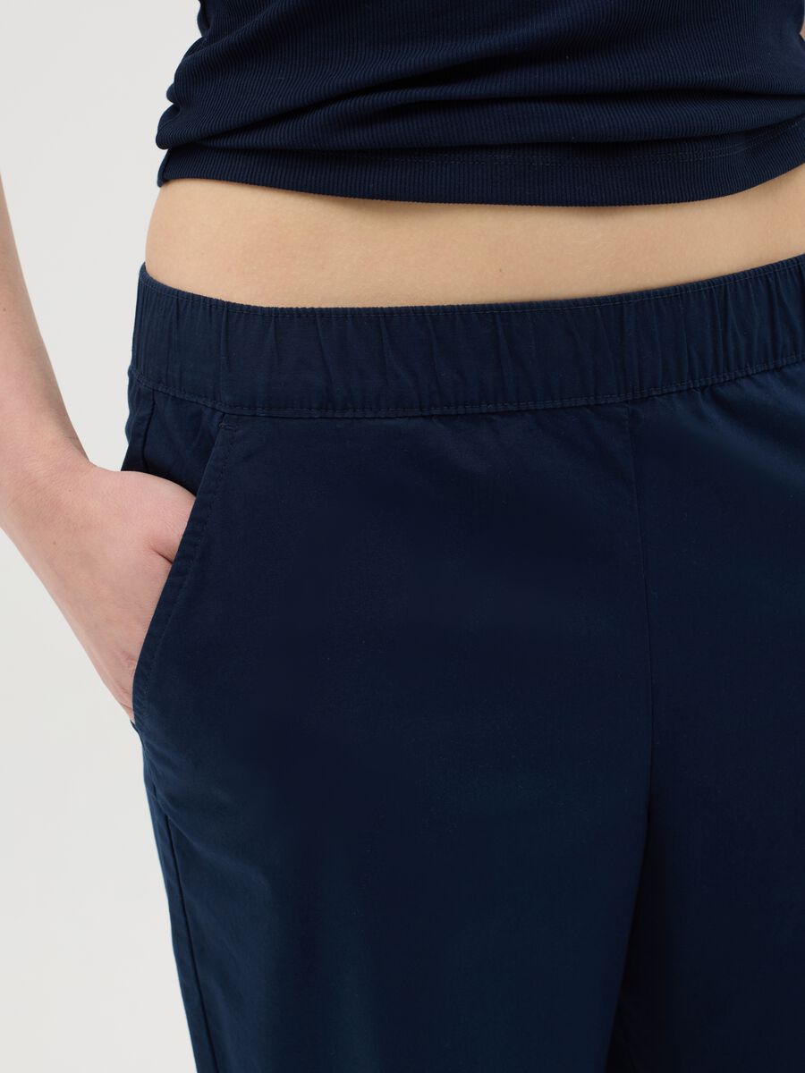 Women's regular fit blue stretch cotton trousers_2