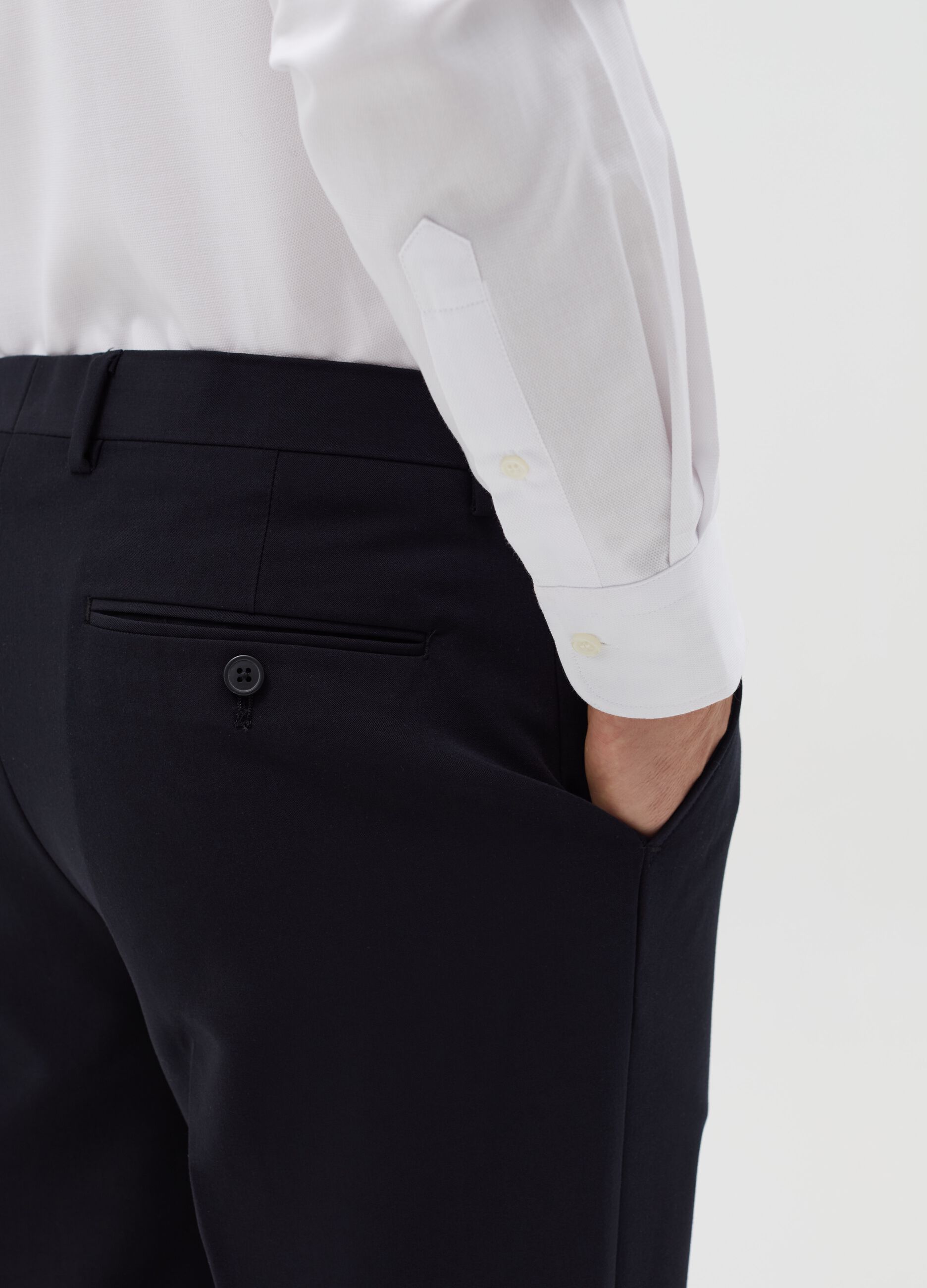 Regular-fit easy-iron shirt in white Oxford cotton